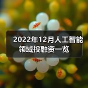2022年12月人工智能领域投融资一览(图1) 2022年12月人工智能领域投融资一览(图1)