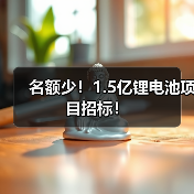 名额少！1.5亿锂电池项目招标！